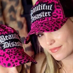 Beautiful Disaster Pink Leopard Trucker Hat